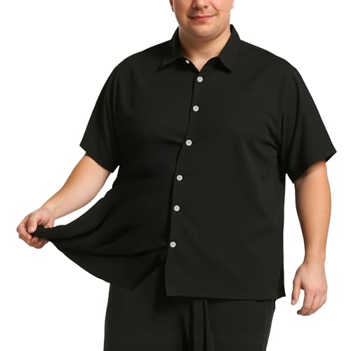 Button Down Shirts for Men Causal Big and Tall Shirt Short Sleeve Beach Summer Work Tops Plus Size 2XL-7XL2