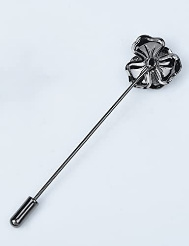 Image of Crystal Alloy Rose Flower Lapel Pins Button Pin Groom Boutonniere for Wedding Floral Brooch Pin Set for Women Men