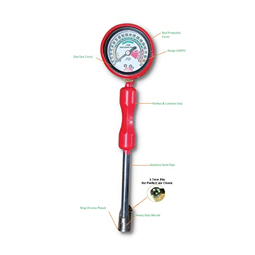 Image of Tyre Pressure Rod Gauge Easy to Use for Car and Bike Range 0-200 PSI Heavy Duty Premium Tire Pressure Gauge