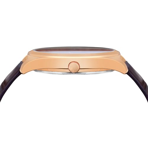 Image of Franklord Marcus Side Second Series Analog Watch for Men's | Watch for Men's Round Dial Brown Coloured Leather Strap | Day & Date Functioning Premium Wrist Watch for Men's