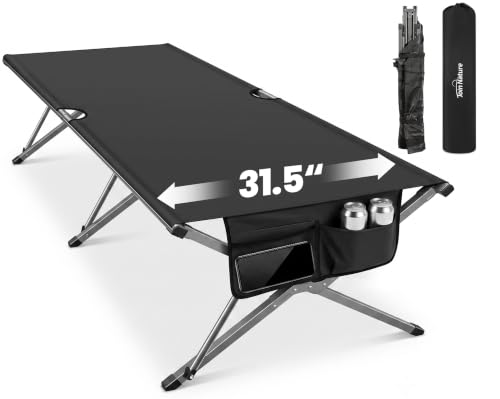 Image of Join Nature Oversized Camping Cot Foldable for Adults, Supports 450 lbs | Easy-to-Assemble Sleeping Cot with Storage Bag, Fits Up to 6.9 ft, Portable for Outdoor Camping, 82 inch L x 32 inch W, Black