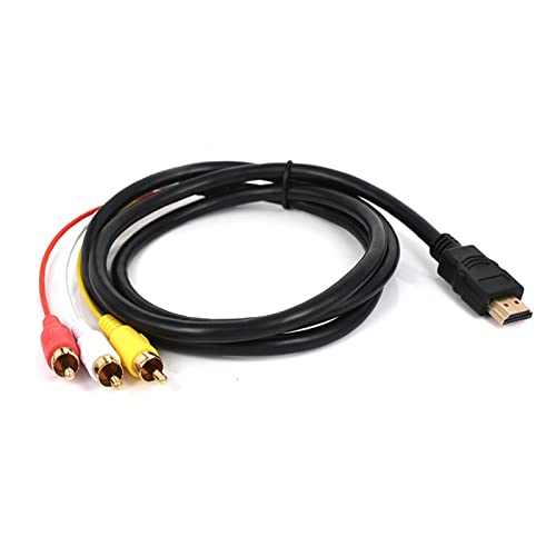 EVURU HDMI-Compatibile a 3RCA SCART Cavo Adattatore a Due in-One Cavo 1.5M Compatibile con HDMI S-Video a 3 Cavo Audio RCA AV 3