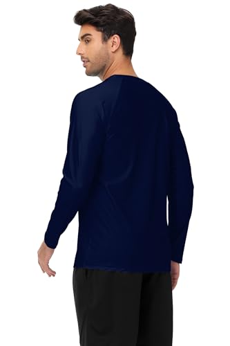 Image of AOBUTE Mens Long Sleeve Swim Shirt Quick Dry Sun Protection Rash Guard