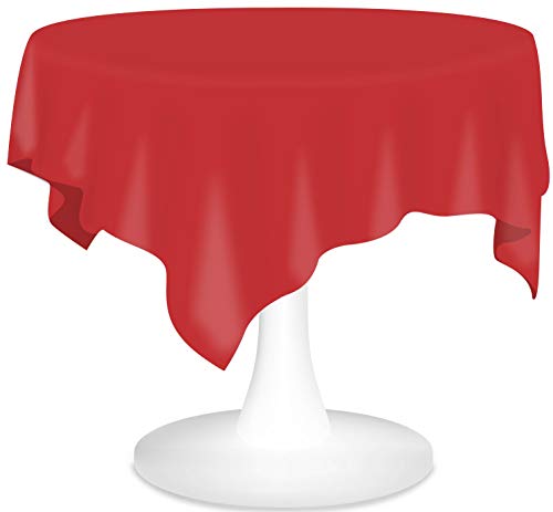 ULYJA Red Plastic Tablecloths 3 Pack Disposable Table Covers 84 Inch Circle PEVA Vinyl Table Cloths for Round Tables up to 6 ft for Kitchen Dining Household