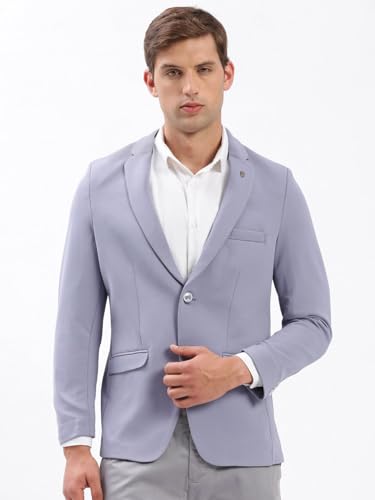 Image of SHOWOFFFF Men Solid Single Breasted Casual Blazer | Notched Lapel Full Sleeves Cotton Blazer for Mens | Slim Fit Regular Length Blazer for Men's