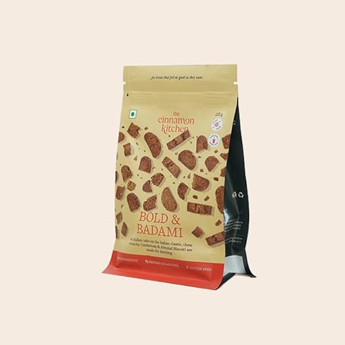 Image of The Cinnamon Kitchen Cardamom & Almond Biscotti (125g) | High Protien Snack| 100% Grain-Free & Gluten-Free | Organic Jaggery | No Maida, No Dairy, No Preservatives | Crispy Badam & Elaichi