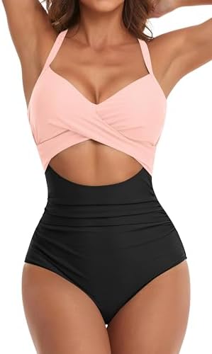 Eomenie Women's One Piece Swimsuits Tummy Control Cutout High Wai...