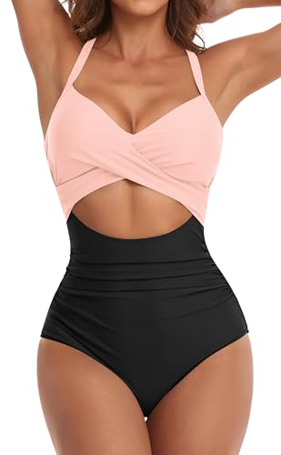 Eomenie Women's One Piece Swimsuits Tummy Control Cutout High Wai...