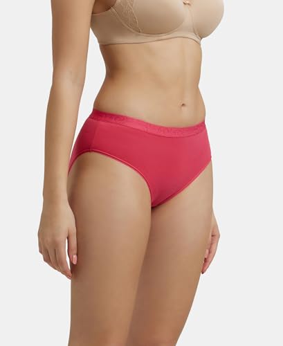 Image of Jockey 3001 Women High Coverage Super Combed Cotton Elastane Stretch Hipsters with Ultra Soft Exposed Waistband (Pack of 3, Colors & Prints May Vary)