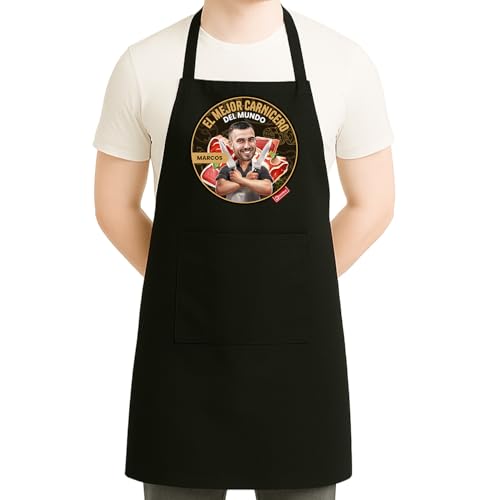 Kembilove Delantal para Carnicero Personalizado con Caricatura | Regalo Original para Profesional de la Carne con Nombre | Uniforme Divertido y Personalizado para Carnicería