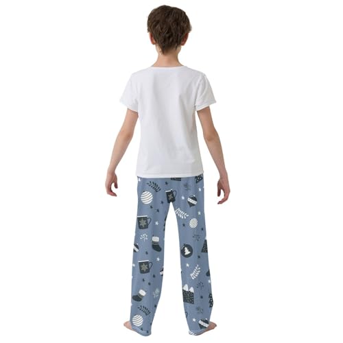 Boys' Pants Cups Socks Blue Long Bottoms Jogger Pants Elastic Waist Trousers with Pockets S-XL3