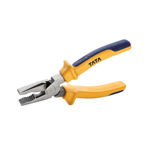Image of TATA AGRICO Multi-purpose Combination Plier Induction Hardened Cutting Edges| Plier for Cutting, Bending, Pulling & Gripping Wires & Nails| High Strength Construction| Ergonomic Grip (7-inch -Yellow)