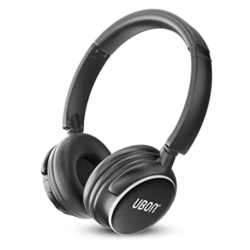 Image of UBON Wireless Headphone with Mic, Beatles GBT-5605, On-Ear Portable Bluetooth Headset with Up to 8 Hours Playtime, Support SD Card, Aux Port, 40mm Driver, Hi-Fi Music & Deep Bass(Black)