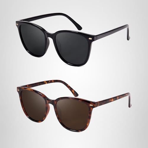 FIMILU Oversized Polarized Sunglasses 2-Pack (Black/Grey & Tortoise/Brown) — view 7