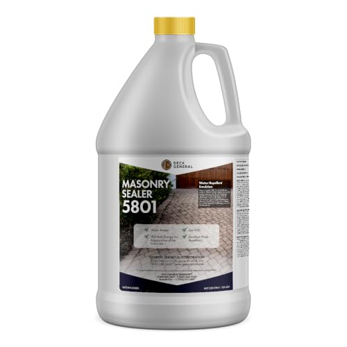 Image of DeckGeneral Masonry Sealer 5801 - Clear Concrete Sealant & Waterproof Sealer for Stone, Brick & Mortar - Silane Siloxane Coating for Driveways, Sidewalks, Patios & More (1 Gallon)