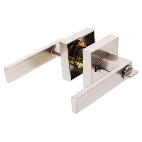 HONITANO Manilla y Cerradura de Bola con Tres Barras para Puertas Interiores Cierre Silencioso para Dormitorios Baños y Salas Fácil Instalación Acabado Níquel Satinado Compatible con