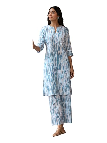 Image of Yashika Women's Cotton Blend Trendy Regular Fit Solid Printed Kurti with Stright Bottom |Kurti Set for Women