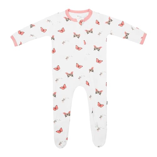 Image of KYTE BABY Unisex Zipper Closure Footies, Rayon Made From Bamboo (Newborn, Butterfly)