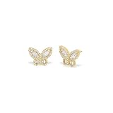 Adina Eden | Pave X Baguette Butterfly Stud Earring | Trendy Jewelry for Women | Cubic Zirconia Butt