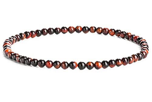 EUMENIDES Pulsera de ojo de tigre, serie de ojo de tigre coloreado, 4/6MM, calidad grado A. (Pulsera de ojo de tigre rojo, 4MM) Cover