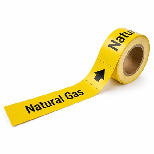 Marqueur de tuyau de gaz naturel pour bateau et marine - Lot de 25 étiquettes 2,5x20,3 cm