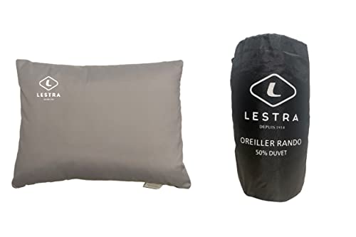 Lestra Outdoor – Oreiller Rando – Coussin de Randonnée Compressible – Léger & Confortable – 50% Duvet de Canard – 45 x 35 – 260 g Gris Taille...