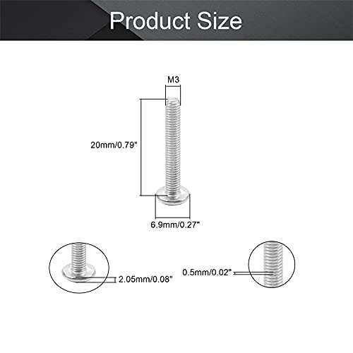 Mromax MRO190908N-0023 15Pcs M3 X 20Mm Truss Head Phillips Machine Screw, 304 Stainless Steel (A2-70), Fully Thread, Metric Silver Gray Truss Cross Head Screws Bolts thumb #1