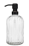 Rail19 Fluted Glass Nouveau Soap Dispenser with Metal Soap Pump - Lotion & Liquid Hand Soap for Kitc