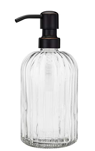 Rail19 Fluted Glass Nouveau Soap Dispenser With Metal Soap Pump - Lotion & Liquid Hand Soap For Kitchen And Bathroom, 12Oz (Farmhouse Bronze) #TOP9