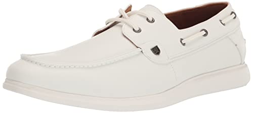 Stacy Adams Men's Reid Boat Shoe, White, 9.5