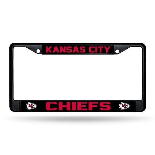 Rico Industries NFL Football Kansas City Chiefs Black Chrome Frame with Printed Inserts 12 x 6 Car/Truck Auto Accessory