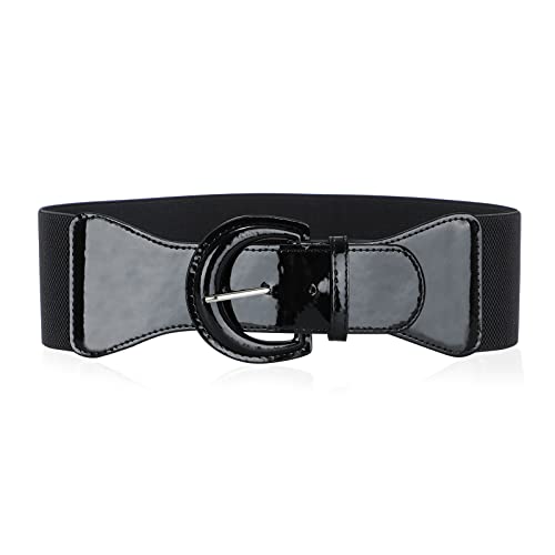 Leacoolkey Women Retro Wide Elastic Waist Belt For Dress Ladies Vintage Cinch Belt Plus Size With Chunky Buckle #TOP22