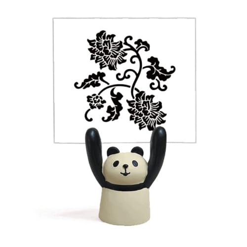 Support pour mémo panda et fleurs noires décoratif