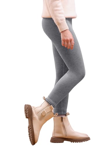 Vorvowry Thermoleggings Mädchen Weiche Gefütterte Stretch Thermohose Dicke Kuschelige Warme Winter Leggings für Kinder 110 Hellgrau