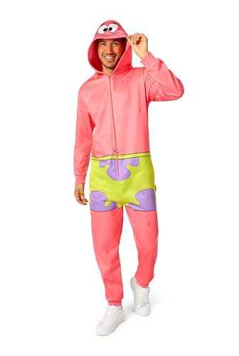 Opposuits Adult Patrick Onesie - Nickelodeon One-piece Pajamas - Loose Fit - Including Pockets - Pink - Large