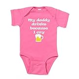 CafePress My Daddy Drinks Because I Cry Cute Baby Bodysuit Romper Dark Raspberry