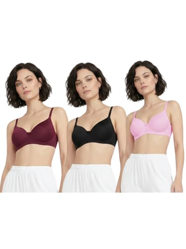 Image of GRECIILOOKS Bra for Woman Combo| Size 32-38 | Non Padded Bra for Woman | Wireless Everyday Bras for Women | Seamless Tshirt Bra's for Women Full Coverage