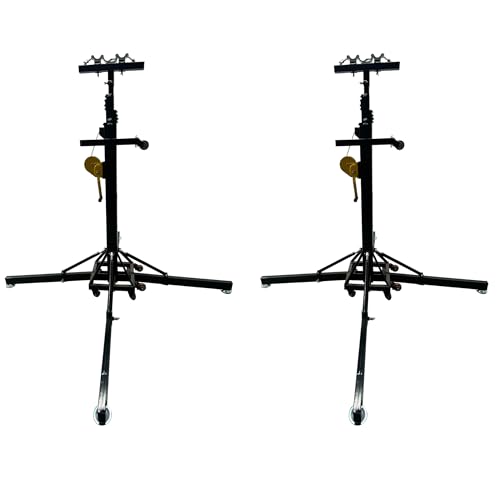 TECHTONGDA Two Crank Up Light Stands, 20ft Lighting Crank Stands, Heavy-Duty Truss Stand Lighting Truss System with 500 lb Load Capacity, Outriggers & Locking Casters for DJ, Bar, Stage, Stadium Use