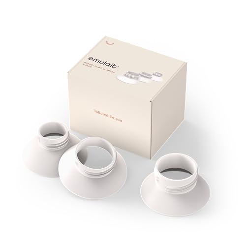 Emulait Silicone Breast Pump Adapters (Set of 3), Compatible with All Standard Breast Pumps