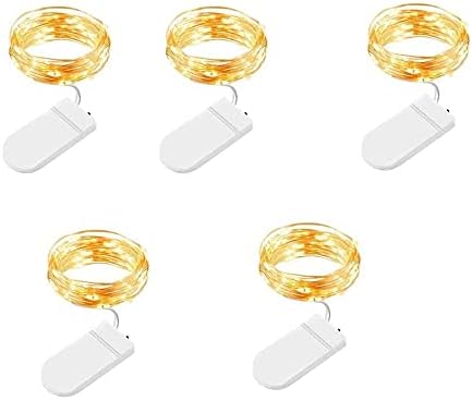 LED String Lights 5 Pack, 10mm10 LED Fairy Lights Battery Operated, Copper Wire Light for Home Garden Wedding Party Christmas Halloween Concerts Bars Clubs Hotels (Warm White)