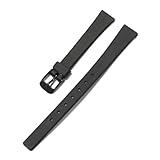 Correa de reloj de silicona negra, tamaño pequeño, for mujer, con hebilla de pasador, compatible con Casio LQ-130 y LQ-140.