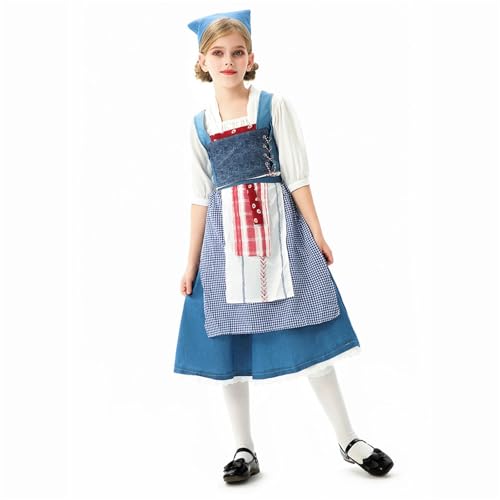 Girl European Countryside Style Dress Vest Halloween Shirt Half Skirt 5 Piece Set Medieval Fashion Cute Dress Suit