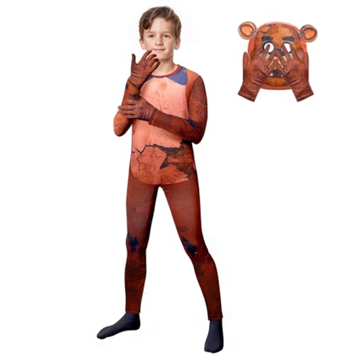 Unisex Novelty Bodysuit Male Graphic Jumpsuit Female Horror Full Spandex Bodysuit 3D Printed Jumpsuit, Brown