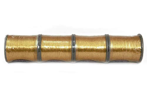 The Design Cart Gold Flat Zari (Metallic Yarn) Thread for Embroidery Work, Beading, Jewellery Making and Crafts (Pack of 4 Rolls)