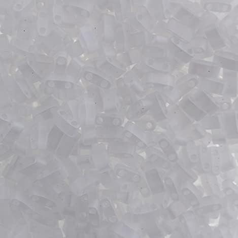 Miyuki TILA Half Cut 5x2.3mm 2 Hole Crystal Transparent Matte HTL131FR 250Gms Bulk Bag of Japanese Glass Beads