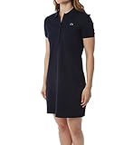 Lacoste Women's Short Sleeve Slim Fit Stretch Pique Polo Dress, Navy Blue 3, 12