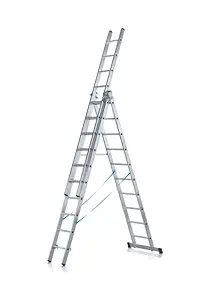 Venus Productions Folding Self Supporting Extension Ladder | Heavy Duty Aluminum Foldable Tripple Step Ladder - 9 Foot (Extendable Upto 15 Foot)