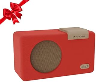 SMPL One-Touch Music Player, Audiobooks + MP3, Quality-Sound, Durable Wooden Encloser with Retro Look, 4GB USB with 40 Nostalgic Hits Included, Live Technical Support (Red, Music Player)