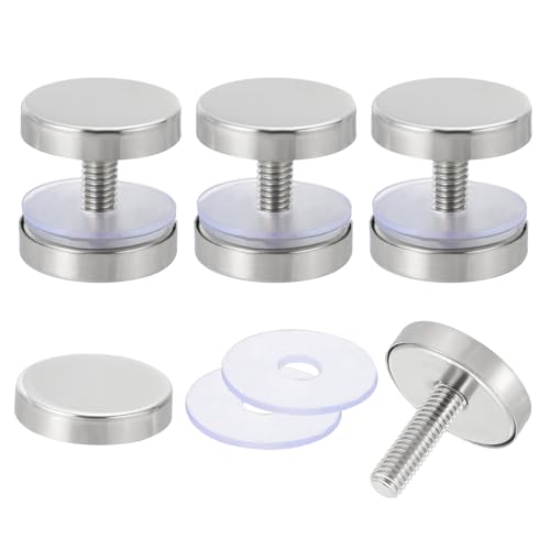 uxcell 4 Pcs Sign Standoff Screws, 1"x1" Stainless Steel Standoff Nail Advertising Glass Nail for Acrylic Frame Advertising Board Connect and Fix, Glossy Silver