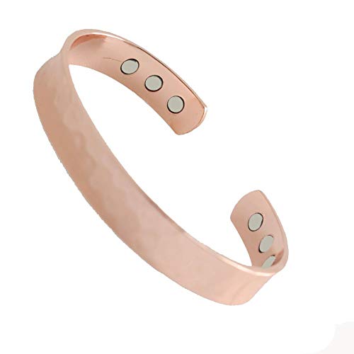 Aituo para hombre o para mujer Plain acabado magnético pulseras pulsera de cobre magnético terapia alivio del dolor de la artritis en las mujeres hombres brazalete bañado en oro rosa, Style-4, 1